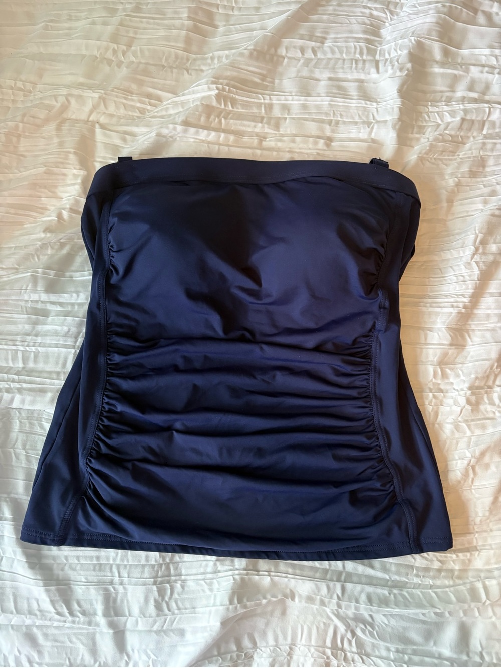 Lands' End Navy Ruched Swim Bandeau Tankini - Picture 2 of 6
